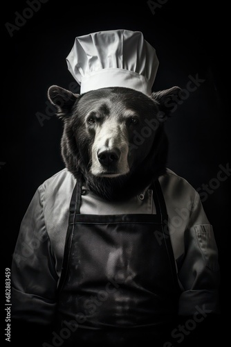 Black and white photography of an chief bear, generated with AI