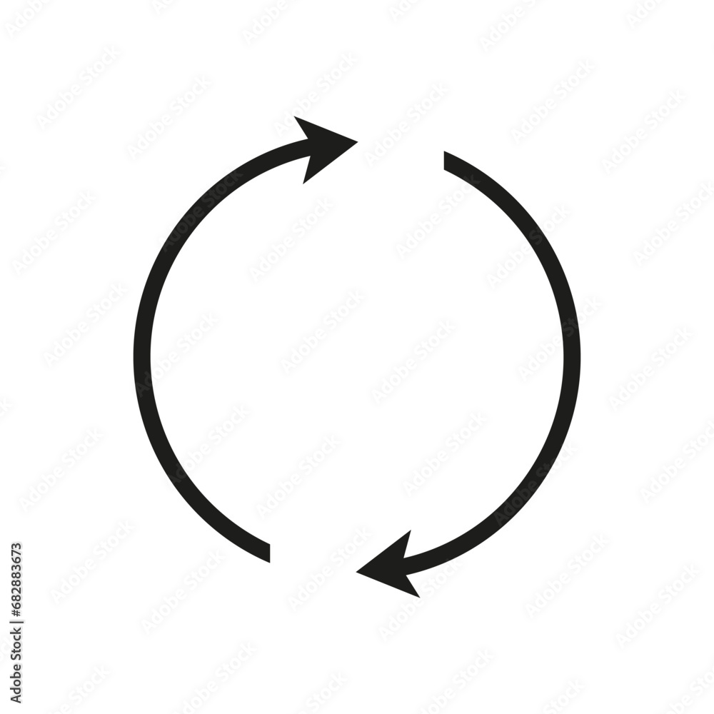 Two semicircular arrows. Following each other in a circle. Vector symbol. Two semicircular arrows. Following each other in a circle. Vector symbol.