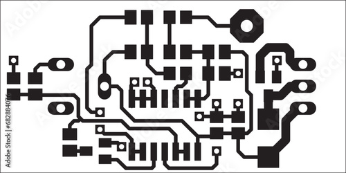 Electric background. Vector pcb pattern. 
Printed circuit board of an electronic 
device with
conductors and contact pads placed on it. 
Engineering drawing of a pcb. 