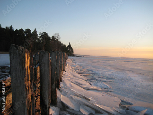 sunset over ice