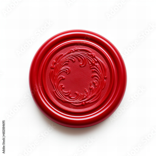 Red wax seal isolated on white background