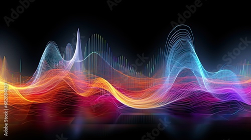 abstract waves background with glowing lines