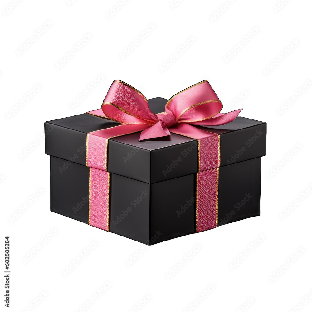Obraz premium pink gift box with tape PNG isolated on white transparent background