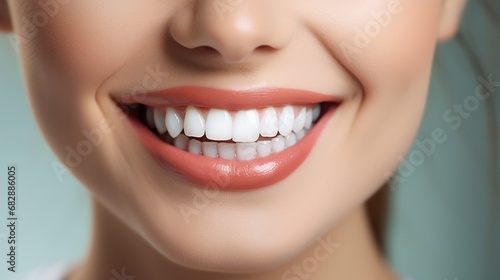 Smiling woman with white teeth  close-up of teeth on face
