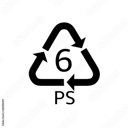 vector of plastic recycling symbol with code 6 PS