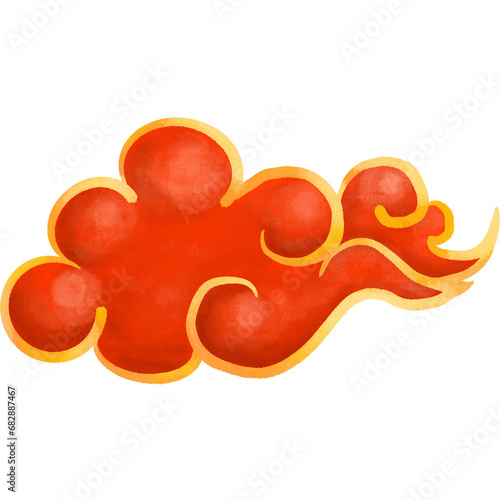 red golden sky chinese new year decoration vecter draw paint design