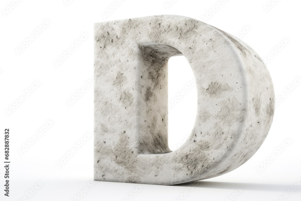 letter d, from concrete, on white background letter d, from concrete, on white background