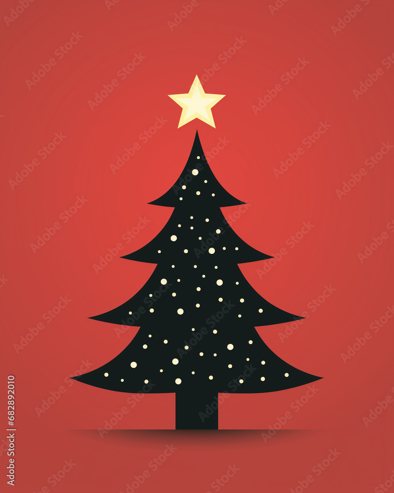 A simple Christmas tree silhouette with a star on top. Flat clean illustration style A simple Christmas tree silhouette with a star on top. Flat clean illustration style