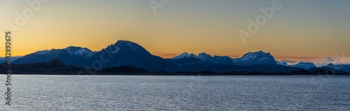 November light over mountains in Helgeland, Norway