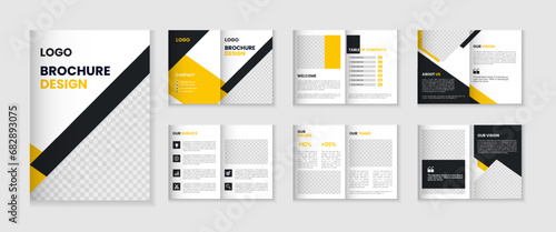 12 page corporate brochure profile design, business brochure layout, a4 size multipage flyer design, company profile and annual report template design photo