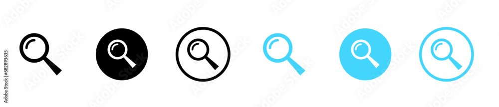 Search icon. Magnifying glass vector sign isolated on white background. Vector magnifier or loupe sign. Search icon. Magnifying glass vector sign isolated on white background. Vector magnifier or loupe sign.