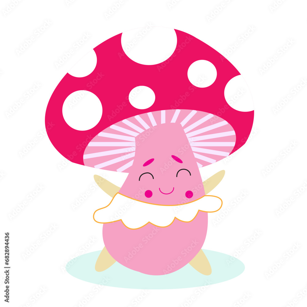 Cute vector flat Halloween character. Mushroom fly agaric. Cute vector flat Halloween character. Mushroom fly agaric.