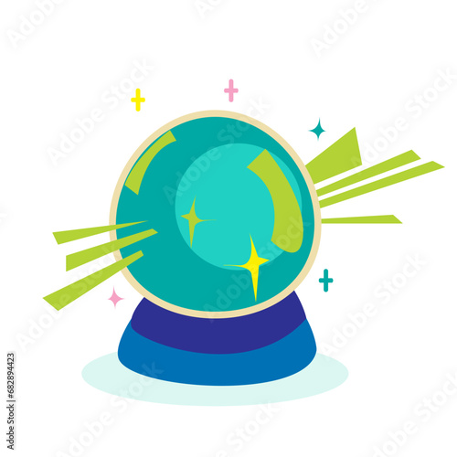 Vector magic object. Glass magic ball flat illustration.