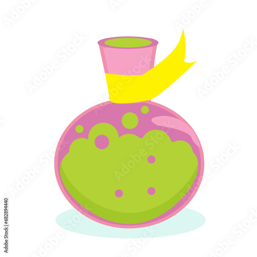 Vector magic object.Flask with magic potion flat illustration.