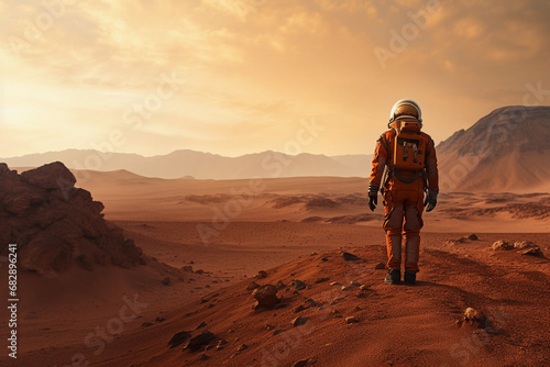 Cosmonaut on the planet Mars