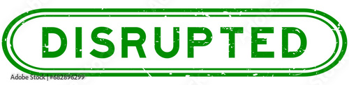 Grunge green disrupted word rubber seal stamp on white background