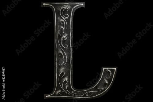 letter l, chalkboard style, on black background