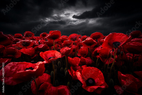 Victims of the First World War. Red poppies and victims of war