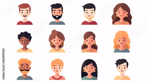 Set of avatars of people in flat style. Vector illustration.