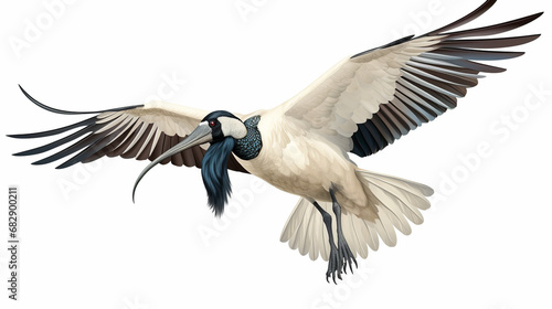 An African sacred Ibis (Threskiornis aethiopicus) in flight w © Witri