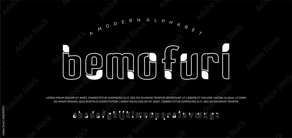 a modern minimalist geometric font typeface design