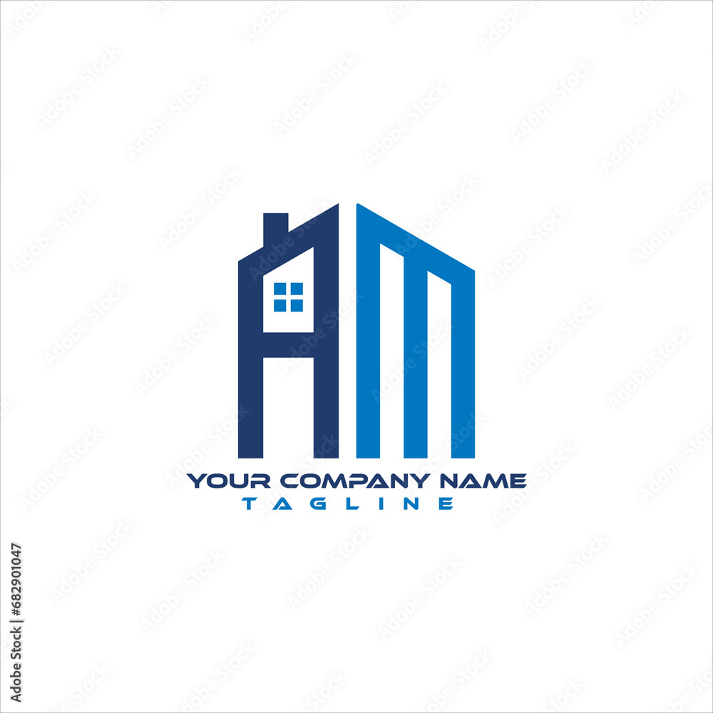 vector home leaf AM logo design template vector home leaf AM logo design template