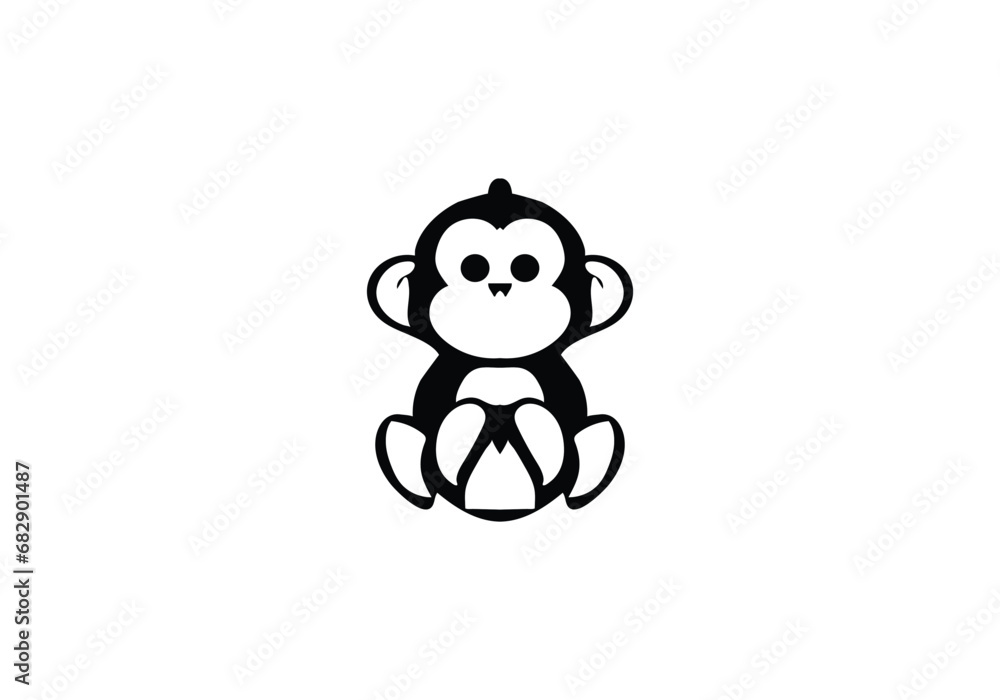 Monkey minimal style icon illustration design Monkey minimal style icon illustration design
