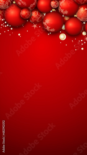 Red background with christmas balls frame for Instagram Story