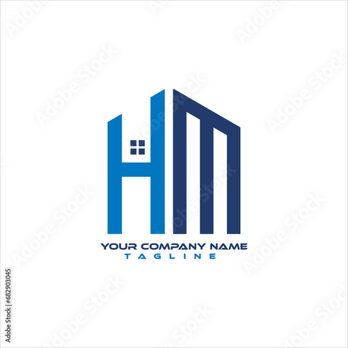 vector home leaf HM logo design template