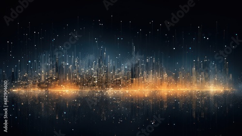 Abstract cityscape of connected particles, representing the energy of a digital metropolis that pulsates