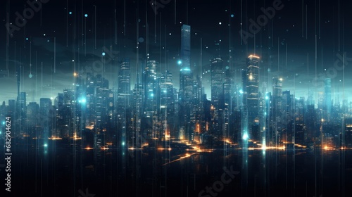 Abstract cityscape of connected particles, representing the energy of a digital metropolis that pulsates © Damian Sobczyk