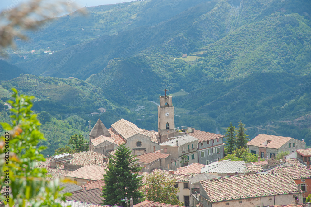 Panoramic view of the village of Aiello Calabro