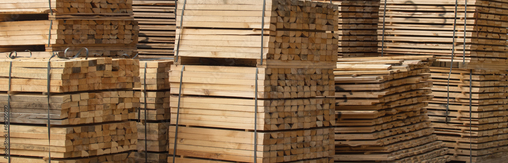 Wood stack storage timber wooden materials lumber pile industry forest warehouse stock