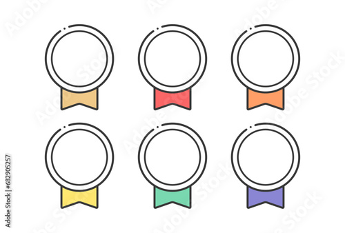 シンプルでかわいいリボン付きのバッジ･記章･メダルのアイコンのセット - ランキングや等級のイメージ