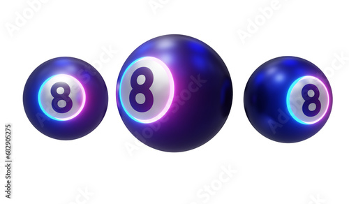 3d render three lotto balls translucent background