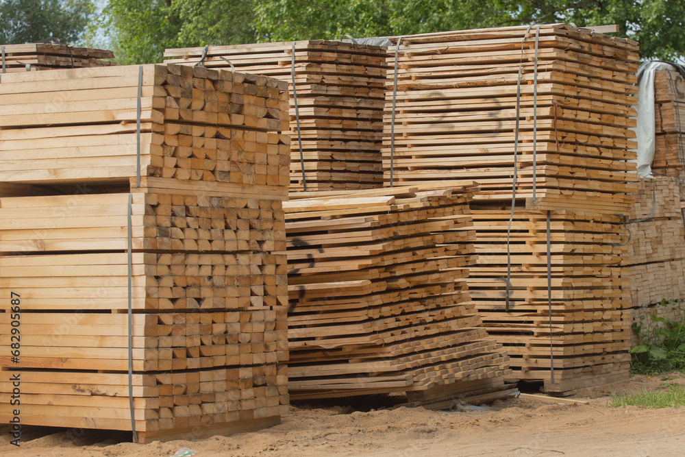 Wood stack storage timber wooden materials industry outdoor warehouse stock Wood stack storage timber wooden materials industry outdoor warehouse stock