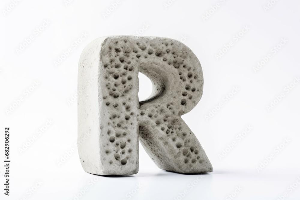 letter r, from concrete, on white background letter r, from concrete, on white background