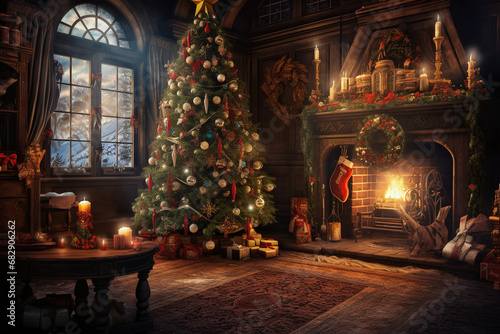 Wallpaper Mural Christmas decorative background Torontodigital.ca