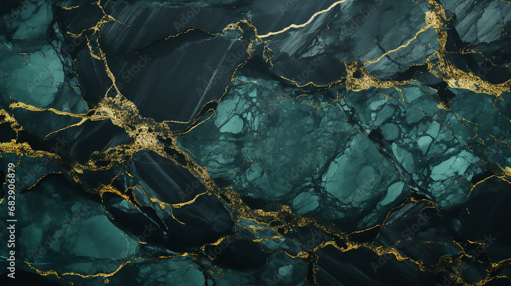 Fototapeta premium Green and black marble stone texture, template, background 