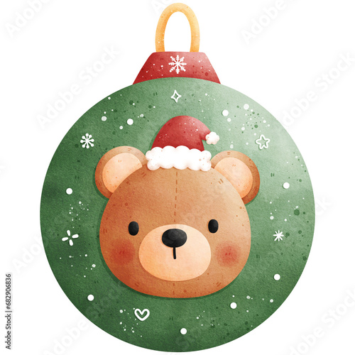 Watercolor Christmas Ball Illustration Isolated on Transparent Background
