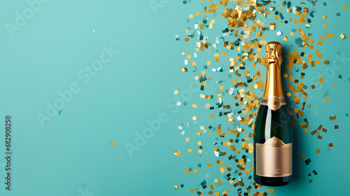 Happy New Year 2024, celebration, template, background, gift card, email greetings, champagne, glitter, stars, confetti
