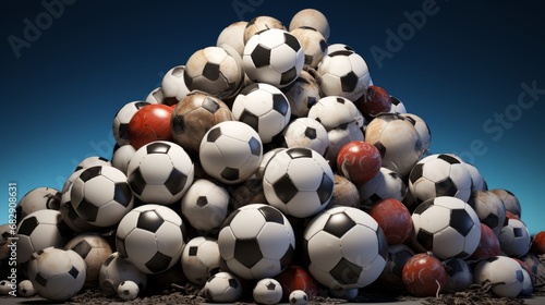Dynamic Stack of Soccer Balls - Sports Enthusiast s Collection in Motion