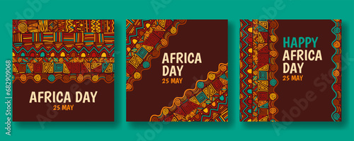Happy Africa Day Social Media Post Flat Cartoon Hand Drawn Templates Background Illustration