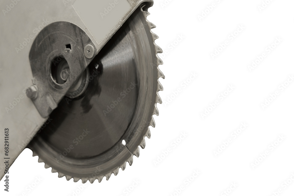 Circular Saw Sharp Spikes Diamond Blade Machine Close-up Industrial Equipment Sawing Tool Isolated White Background Circular Saw Sharp Spikes Diamond Blade Machine Close-up Industrial Equipment Sawing Tool Isolated White Background