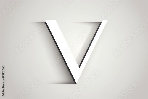 letter v, minimalist style, on white background photo