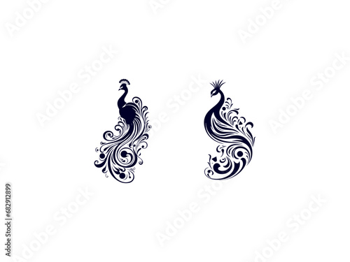 Premium peacock logo design set vector, vector and illustration,