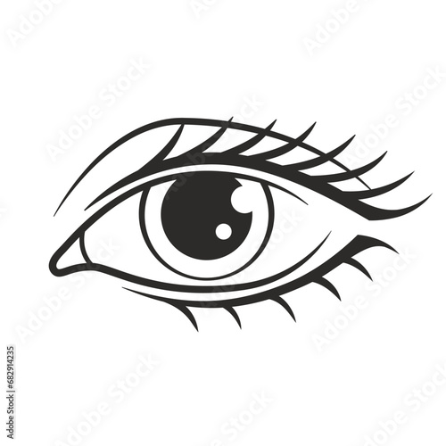 Woman eye line illustration, vector icon