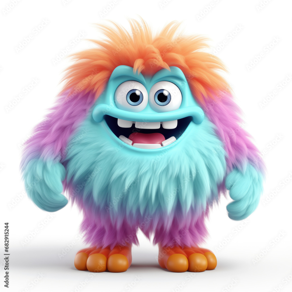 3D character of colorful fluffy yeti 