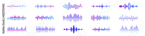 Sound wave. Sound wave symbol set. Vector illustration.