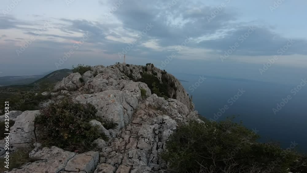Landscape from St. Nikola mountain (the highest peak of Hvar island) after sunset, Croatia Landscape from St. Nikola mountain (the highest peak of Hvar island) after sunset, Croatia